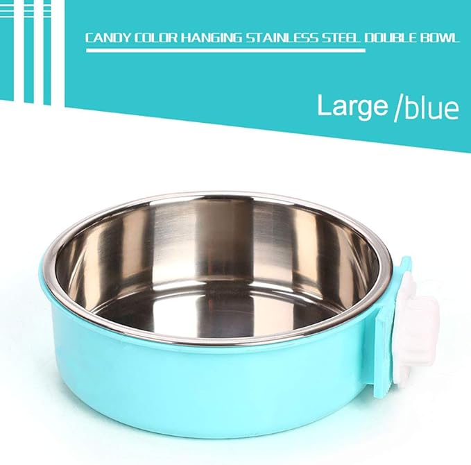 Luck Dawn Crate Dog Bowl, Stainless Steel Removable Hanging Food Water Bowl Crate Coop Cup,Pet Cage Bowls with Bolt Holder for Dog, Puppy, Cat, Rabbit, Bird,Small Animals (Small (Pack of 3))