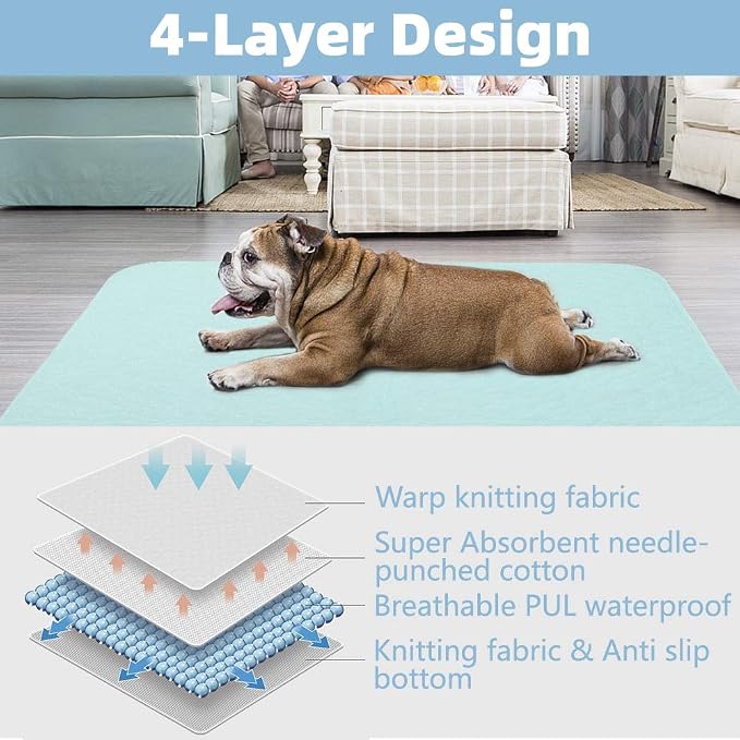 KOOLTAIL Washable Pee Pads for Dogs, 2 Packs Super Absorbent Leakproof & Non-Slip Dog Pee Pad Extra Large, Reusable Puppy Training Pads Waterproof, Pet Mat Rug for Whelping,Floor,Crate,Cats, 36"x41"