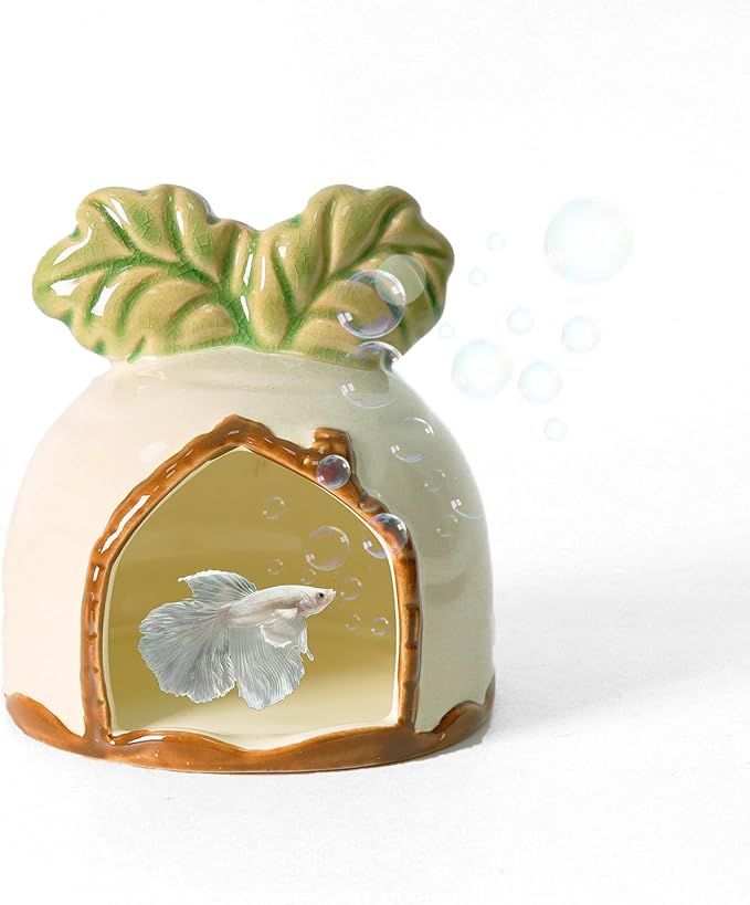 Ceramic Aquarium Decor White Carrot Betta Fish Tank Accessories | Smooth-Surface Safe for Fish Hiding & Breeding, Easy-Clean, No Assembly, for Play & Rest,Fits 3.5-5 Gallon Fish Tanks