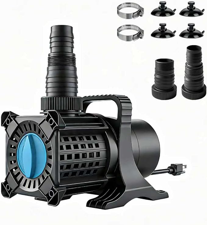 Pond Pump, 5500GPH 325W Adjustable Flow Submersible Water Pump 18.7ft Max Lift, Copper Motor IPX8 Waterproof for Koi Pond, Waterfall, Fountain, Irrigation & Drainage