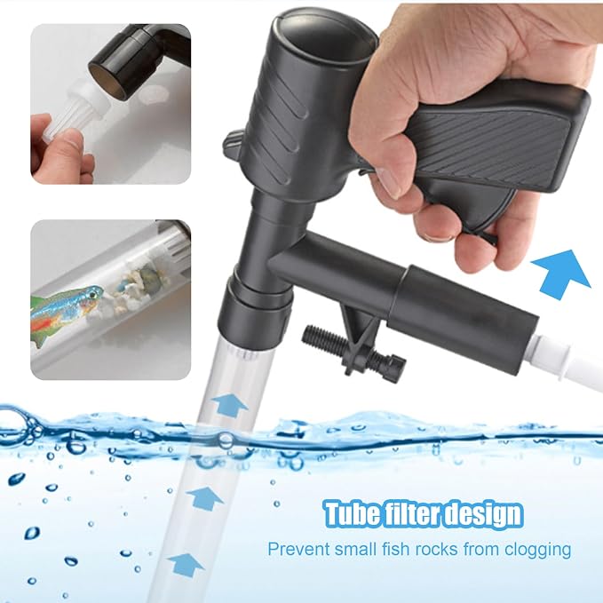 Fish Tank Cleaner Pneumatic Aquarium Cleaner Multi-Purpose Aquarium Siphon Professional Aquarium Vacuum for Gravel Water Exchange Algae Removal, Gravel Cleaners