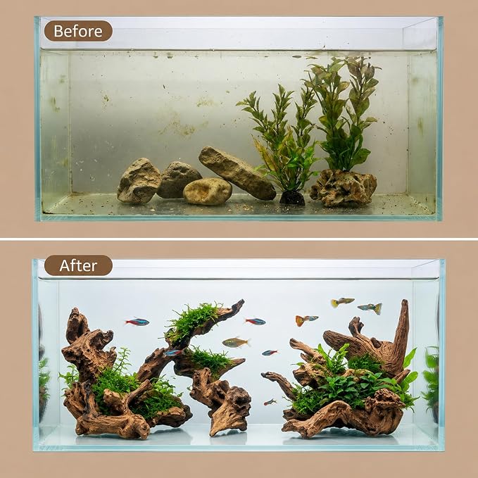 12PCS Driftwood for Aquarium, Wood Decor for Aquascaping, Reptile Habitat Decoration and Home Decoration