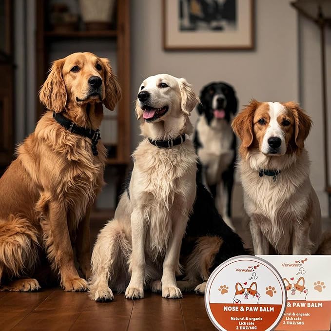 Paw Balm Dogs Lick Safe Dog Nose Balm for Dry Nose, Dog Paw Protector and Healing for Dry, Cracked Feet and Nose, All-Natural Cat Paw Balm Care for Pet's Paws and Nose from Snow, Salt, Sand, Ice 2 oz