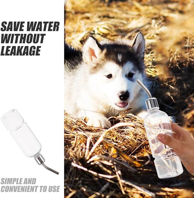 Baluue Small Animal Water Bottle 350ml Stainless Steel – No-Drip Leak-Proof Automatic Dispenser – for Wire Cages for Guinea Pigs Hamsters Rabbits Ferrets