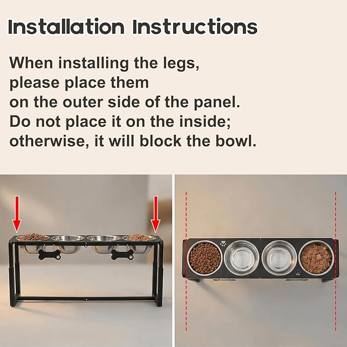 Metal Elevated Dog Bowls, Raised Dog Bowls for Medium/Large Sized Dogs with Four 58oz Stainless Steel Food Bowls, 3 Adjustable Height (8.8"/11.5"/14") Dog Bowl Stand Protect Neck & Joints