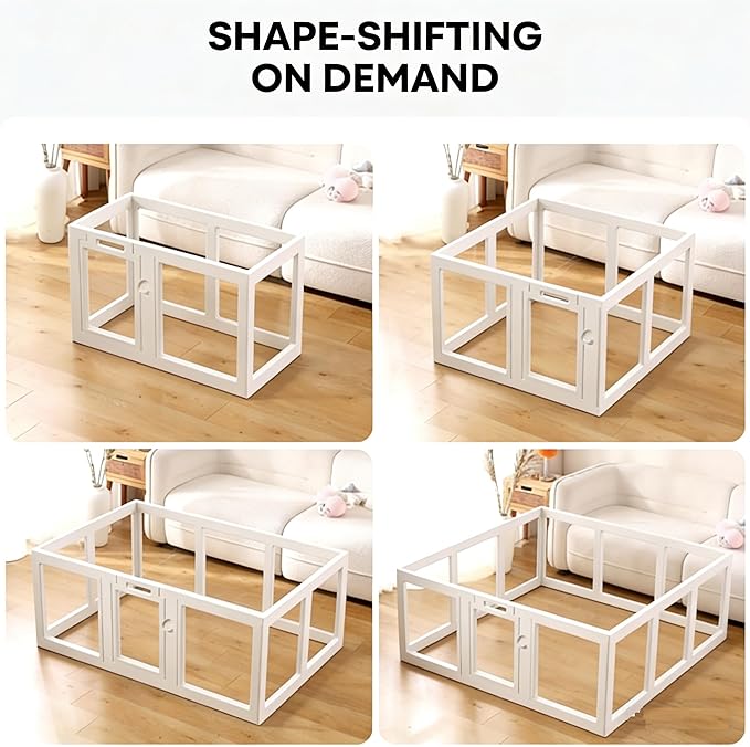 Clear Acrylic Dog Playpen Indoor, Transparent Fence for Puppy Rabbit and Cat, Easy Assemble Plastic Playard 8 Panels