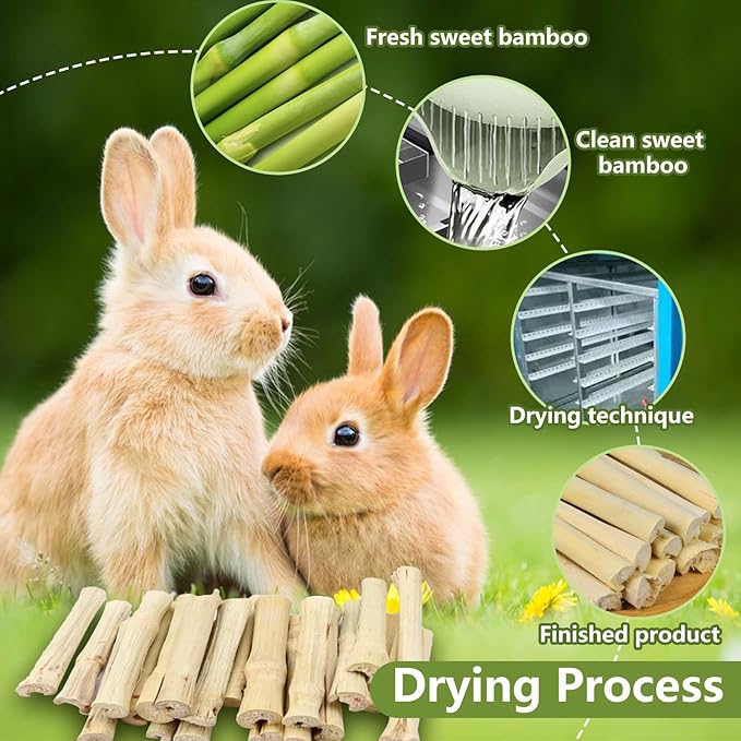 Jorewood 250g Sweet Bamboo Chew Sticks Rabbit Chew Sticks for Rabbits, Natural Bunny Chew Toy for Teeth Grinding, Small Animal Treats for Guinea Pig, Hamster, Chinchilla
