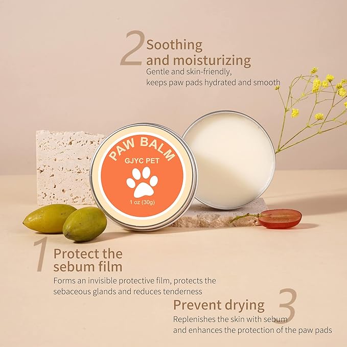 1 oz (30g) Natural Dog Paw Balm & Nose Balm, Lick Safe Paw Protector for Dogs & Cats, Moisturizer for Paw Pads, Snout, Elbows, Winter Protection, Repair Cracks, Lickable Balm for Pets