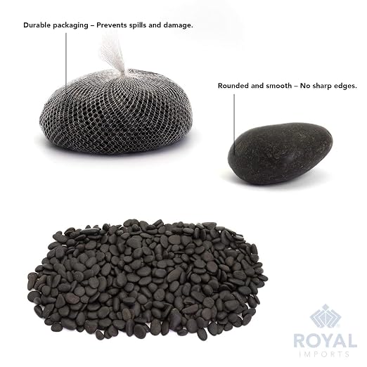 Royal Imports River Rocks, Aquarium Gravel – Black 1"- 1.5" - 2 lbs | Decorative Ornamental Vase Filler Pebbles for Potted Plants, Terrariums, Vases, Succulents, Fish Tank Gravel, DIY & Crafting