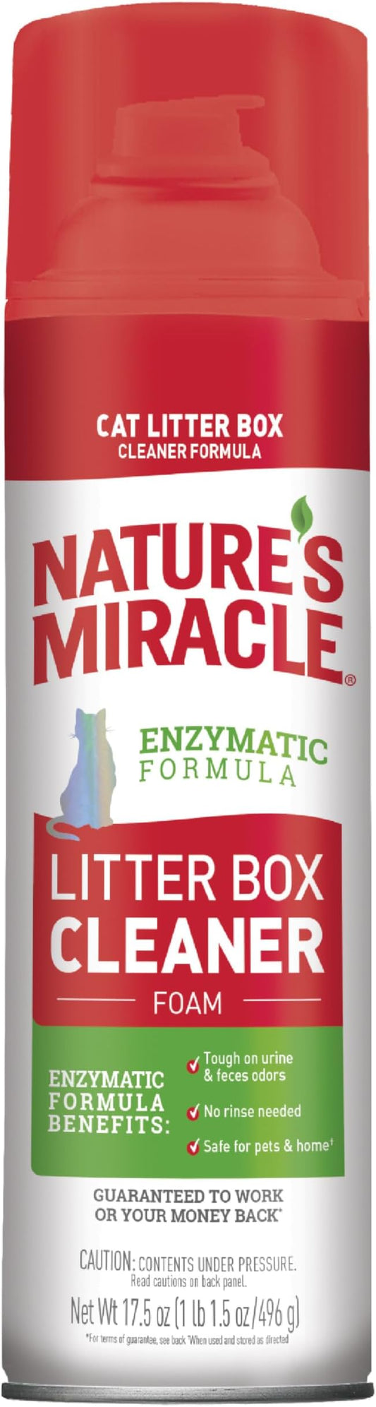 Nature’s Miracle Foam Litter Box Cleaner, Tough on Cat Urine Odors, Enzymatic Formula, 17.5 oz