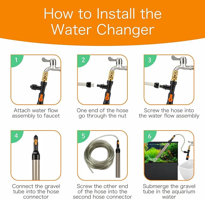 hygger Upgrade Aquarium Water Changer Kit, Semi-Automatic Fish Tank Gravel Cleaner, with 33 FT Water Hose, Flow Control Valve