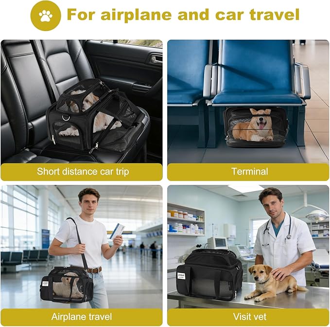 pidipiti 17x11x9.5 Alaska Hawaiian Southwest Airline Approved top and 1 Side Expandable pet Carrier for Extra-Small Dog/Small cat up to 5 lbs