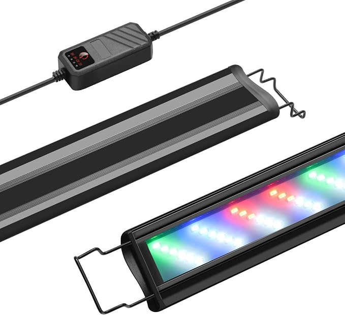 Aquarium LED Light, Full Spectrum Aquarium Plant Light with Timer, Extendable Metal Brackets, for Fish and Plant Tank (16-24 inch)