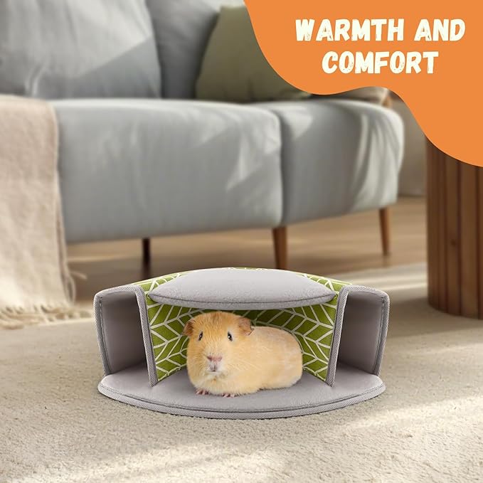 Guinea Pig Hideout, Interactive Guinea Pig Tunnel Bed, Washable Small Animal Tubes Toys Cage Accessories for Ferret Bunny Chinchilla