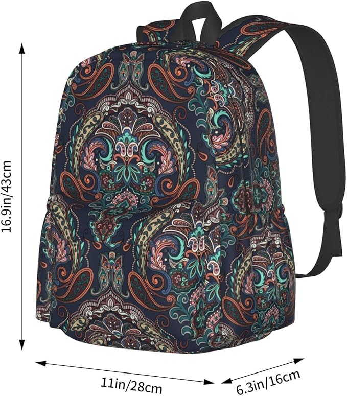 Pais-ley Backpack for Women 16.7 inch Travel Casual Laptop Backpack Lightweight Waterproof Durable Hiking Daypack