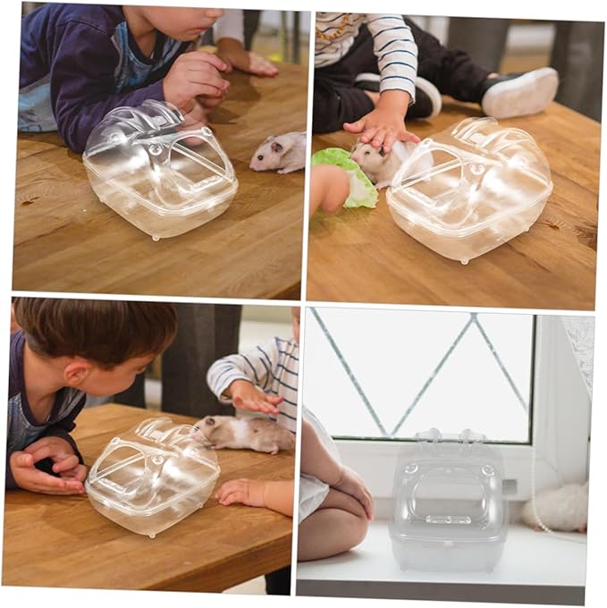 Sosoport Hamster Bath Box Small Pet Bathtub Chinchilla Dust Bath House Sand Substrate Transparent