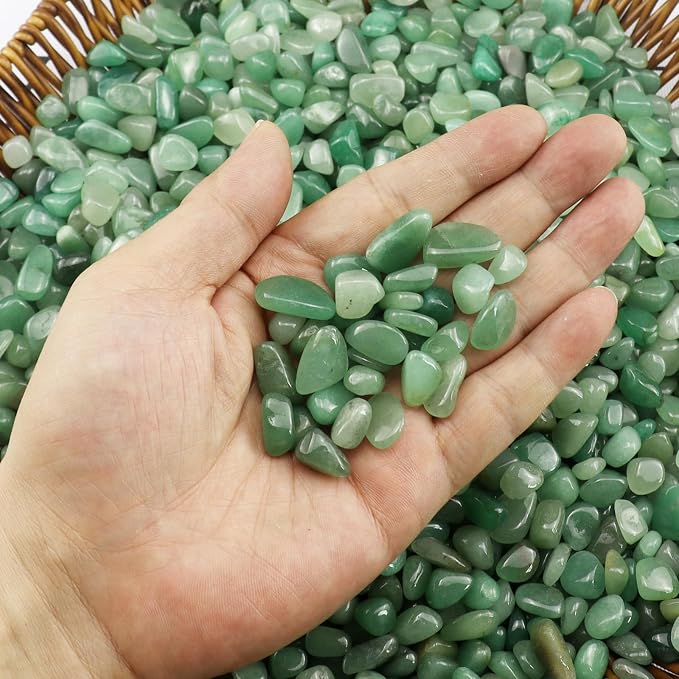 Aquarium Gravel 0.96LB Succulent Rocks Natural Pebbles Vase Filler Home Fish Tank Decor Crushed Stones Quartz Tumbled Polished Bulk - Green Aventurine
