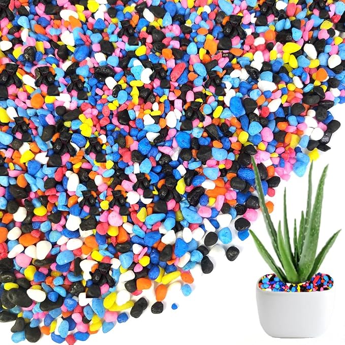 0.88 LB Colored & Black Pea Gravel,Succulent Cactus Topper Dressing Pebbles | Colorful Pearlized Stones,Bonsai Soil Cover,Terrarium Fairy Garden Landscape,Vase Fillers,Fish Bowl,Home Decor,3-6mm