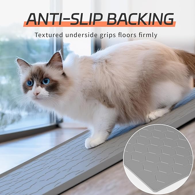 Bulkniu Extra Large Silicone Cat Litter Mat, Waterproof/Urineproof, Litter Recycling, Easy to Clean, Soft on Kitty Paws (28"X40"-Grey)