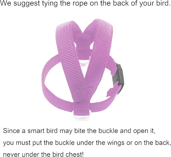 VANFAVORI Bird Harness with Buckle Clip and A Leash, Outdoor Flying Kit for Bird Parrots Cockatiel S Size Weight 85-105 Grams, Purple