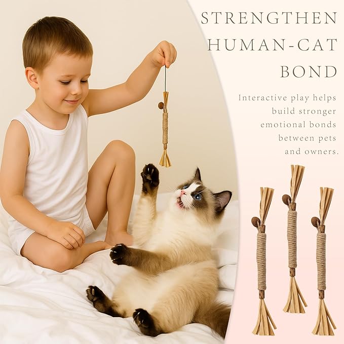 Natural Silvervine Cat Chew Sticks Set of 3-Pieces, Edible Kitten Teeth Cleaning Toys, Dental Care Lick Treats
