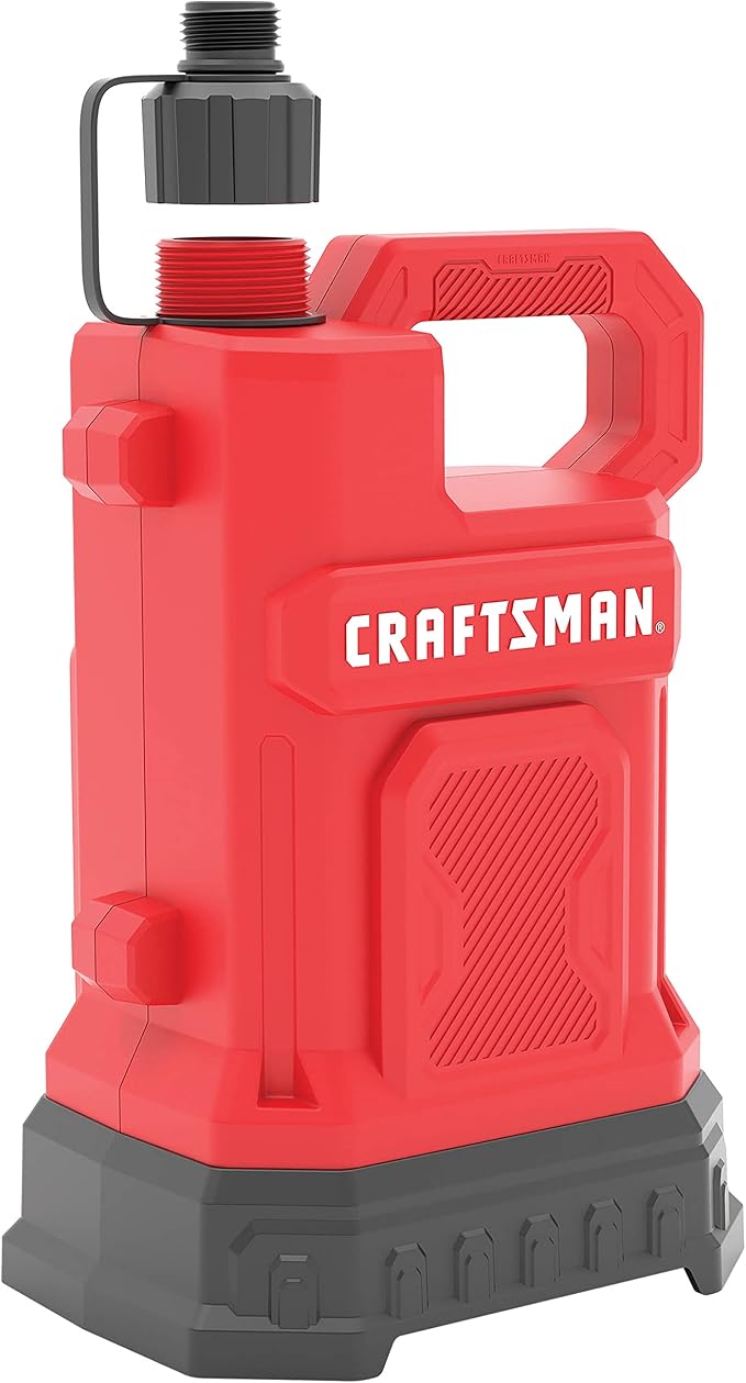 CRAFTSMAN 1/2 HP Fiberglass Reinforced Thermoplastic, Fully Submersible Water Utility Transfer/Removal Pump, Efficient Multi-Use Electric Water Pump, 15 Ft. Cord, 3000 GPH