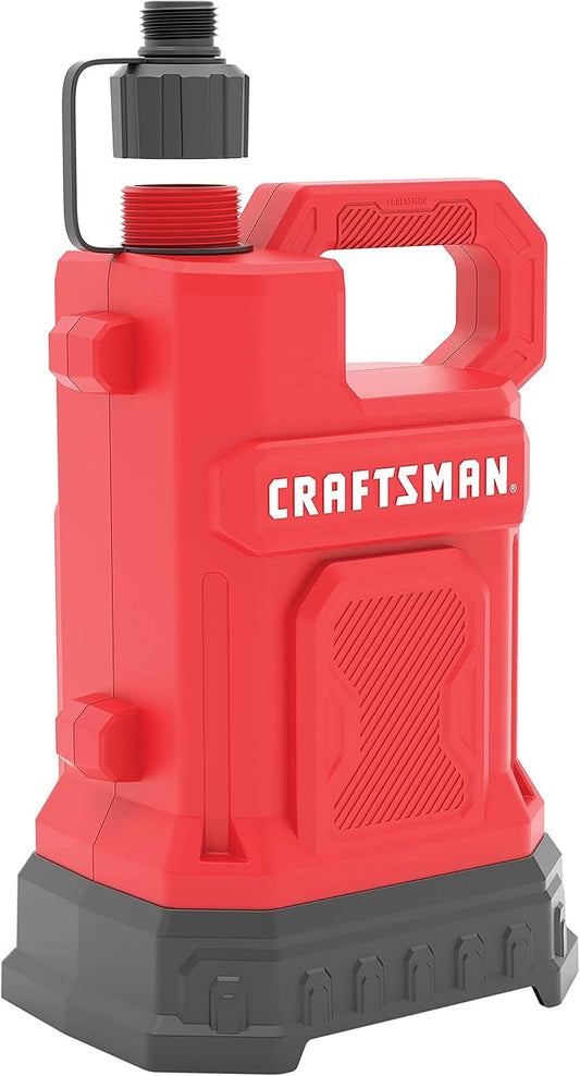 CRAFTSMAN 1/2 HP Fiberglass Reinforced Thermoplastic, Fully Submersible Water Utility Transfer/Removal Pump, Efficient Multi-Use Electric Water Pump, 15 Ft. Cord, 3000 GPH