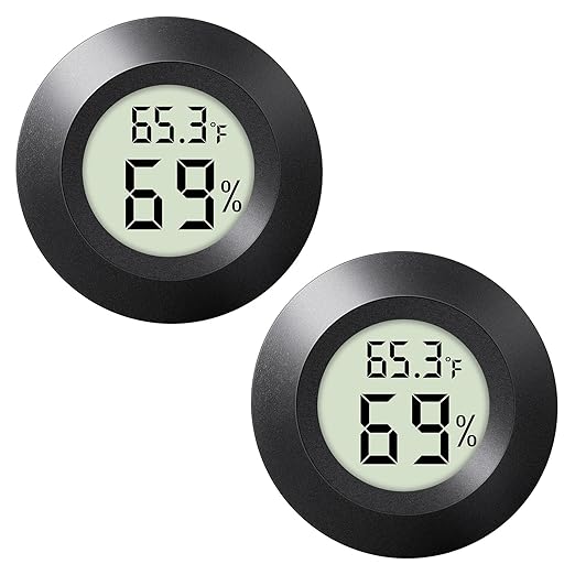 2-Pack Mini Hygrometer Indoor Humidity Meter Digital Thermometer | Small Digital LCD Monitor Thermometer Temperature Gauge Humidity Sensor (℉) or (℃) for Reptile Thermostat, Jars