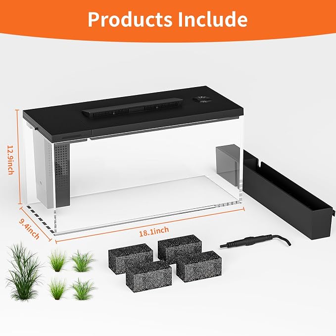 ERAARK 3.7 Gallon Betta Fish Tank self Cleaning,Smart Aquarium Aquarium kit with Filter Light Water Pump (Black)