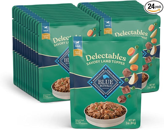 Blue Buffalo Delectables Natural Wet Dog Food Topper, Lamb Dinner 3oz (Pack of 24)