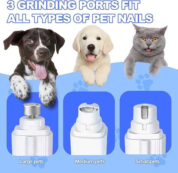 2-in-1 Dog Nail Clippers with Light - Electric Pet Nail Grinder Quiet for Small Large Dogs & Cats, LED Prevent Over Cutting, USB-C Rechargeable Safety Guard Grooming Kit for Black Nails