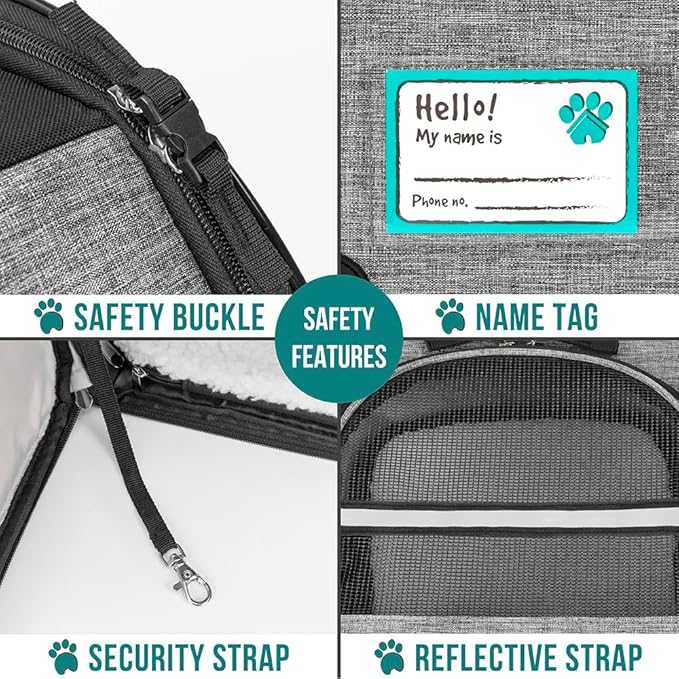 PetAmi Expandable Dog Backpack Carrier for Cats & Pets, Breathable Cat Carrier Backpack with Top Window & Multi-Entry, Ventilated Foldable Travel Carrier for Small Medium Pets up to 18 lbs, Light Gray