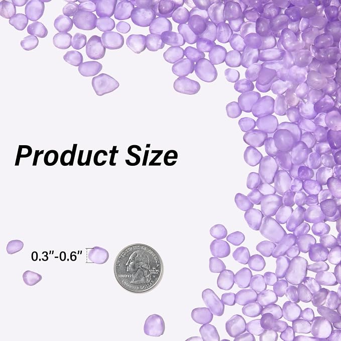 QEQEKAKA Sea Glass Stones for Crafts 1LB Lavender Pebbles Gemstones Bulk | Small Glass Stones for Beaching Wedding DIY Decor Aquarium Turtle Tank Vase Filler (405g/14.28oz)