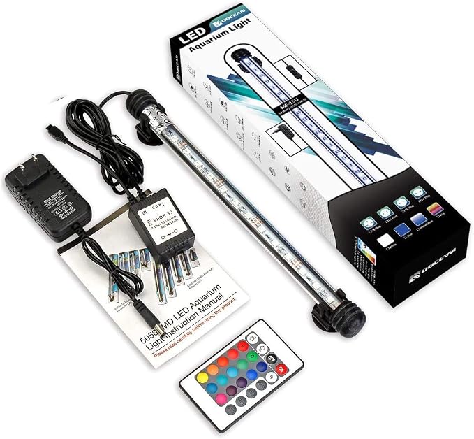 GreenSun LED Aquarium Light, Fish Tank Light with Remote Control, IP68 Submersible Waterproof Strip Bar Light,RGB Color Changing, 3.8 Watts 11inch/28cm