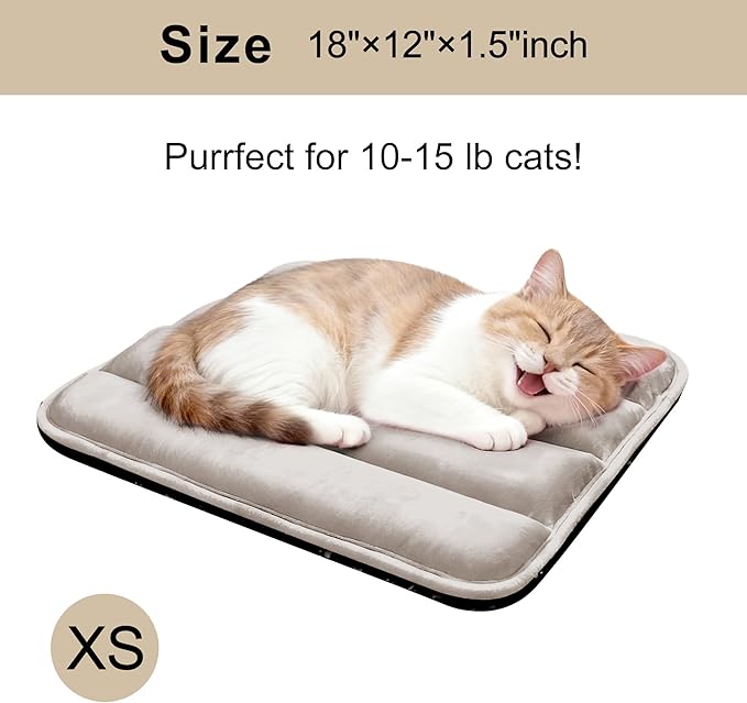 Dog Bed Mat, Reversible Dog Crate Pad with Washable Kennel Mat and Soft Foam, Flat Pet Bed for Dogs & Cats, for Crates Carriers & Travel (Light Brown, 18" L*12" W*1.5" Th)
