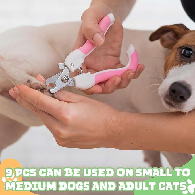 9 Pcs Small Dog Nail Clippers Bulk with Safety Guard to Avoid Over-Cutting Pet Nail Claw Grooming Pet Cutter Toenail Trimmer for Small Medium Dogs Nails Home Grooming(Fresh)