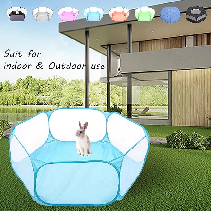 Small Animals Playpen, Portable Pop-up Open Interactive Pet Tent, Indoor Outdoor Fence for Rabbits, Guinea Pig, Hamster, Chinchillas, Kittens, Puppies
