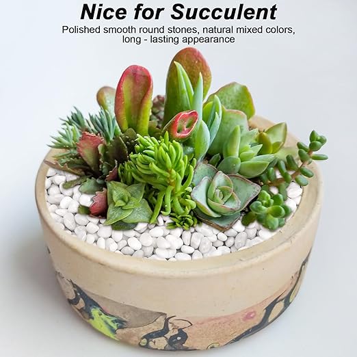 Aquarium Gravel,Landscaping Pebbles, Decorative Ornamental Pebbles Garden,Landscaping Stones Gravel Filler for Home Decoration Flower Bed Fish Tank Plants Vases Succulents (10 Pounds, White)