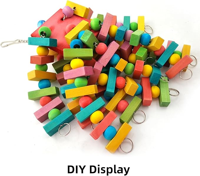 Bird Toys, Wood Wooden Colored 100pcs Parrot Toys, Multicolored Natural Wooden Blocks,African Grey Parrots, Macaws, Cockatoos, Parrot chew Toys