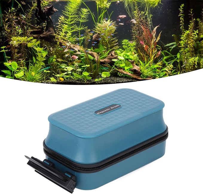 Magnetic Fish Tank Brush, Floating Aquarium Double-Sided Cleaner with Scraper for Algae Removal, Separate Automatic Floating Design, Strong Magnetism
