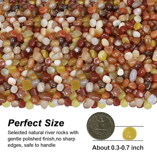 Decorative River Pebbles for Vase Fillers Aquarium Potted Plant Landscaping | Ornamental Gravel Stones, Natural DIY Rocks for Resin Art, Home Garden & Fish Tank Decoration (Three Colors,10 Pounds)