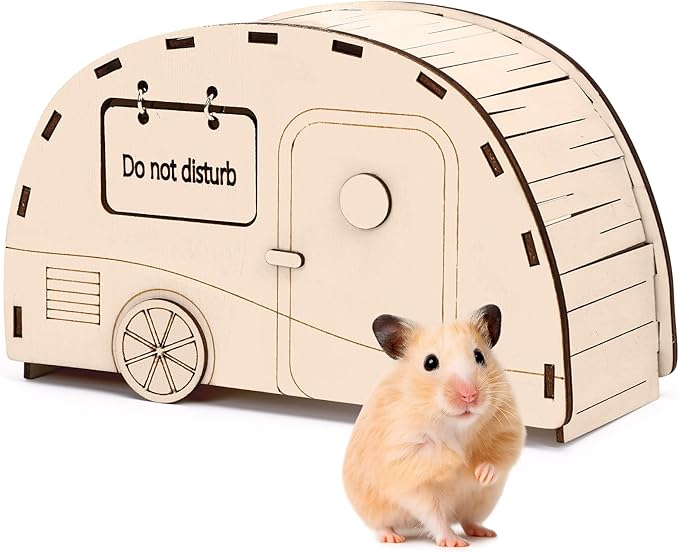 CypherX Wooden Hamster Hideout Hamster Toys Small Animals Cage Accessories for Hammie and Other Small Pets