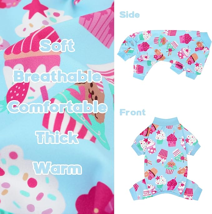XPUDAC 4 Pack Dog Pajamas Cute Soft Dog Clothes for Small Medium Dogs Boy Girl Stretchy Pjs Jammies Outfit Puppy Onesies, X-Small