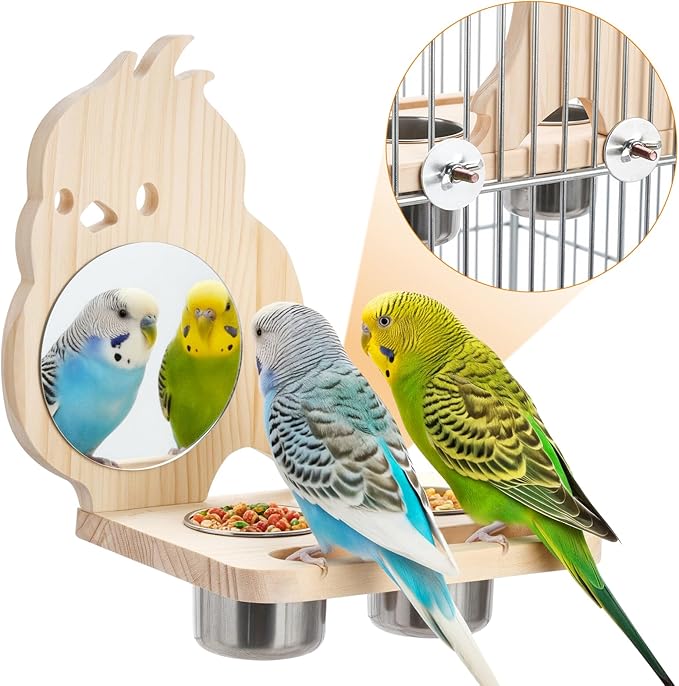 Natural Wood Bird Perch, Parrot Cage Accessories, Suitable for Parakeets, Cockatiels, Lovebirds, Tool-Free Adjustable Bird Cage Supplies & Bird Toys