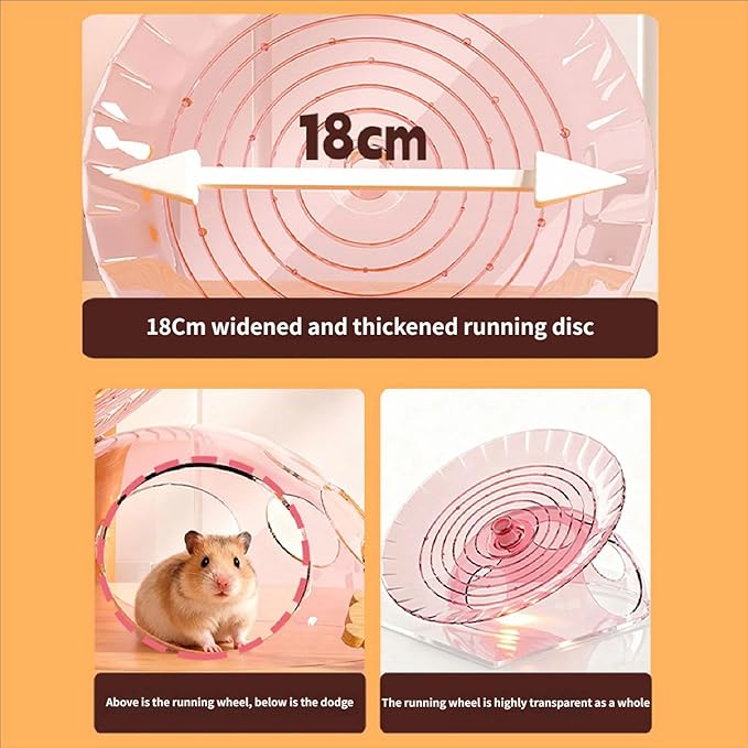 Hamster Flying Saucers Exercise Wheel with Hideouts House Quiet Rotates Hamster Running Wheel for Small Pet