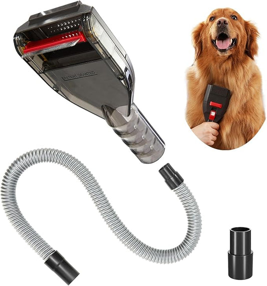 Dog Brush Vacuum Attachments Compatible with Miele Vacuum Cleaners, Pet Hair Shedding Grooming Tool for C1 C2 C3 CX1 Canister Vac, Long Extension Hose Adapter (1 3/8" 35mm)