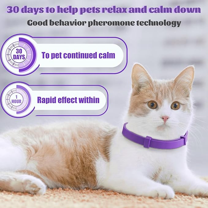 4 Pack Calming Collar for Cats & Kittens - Cat Pheromone Collars for Anxiety Relief for Peeing,Meowing,Fighting,Scratching