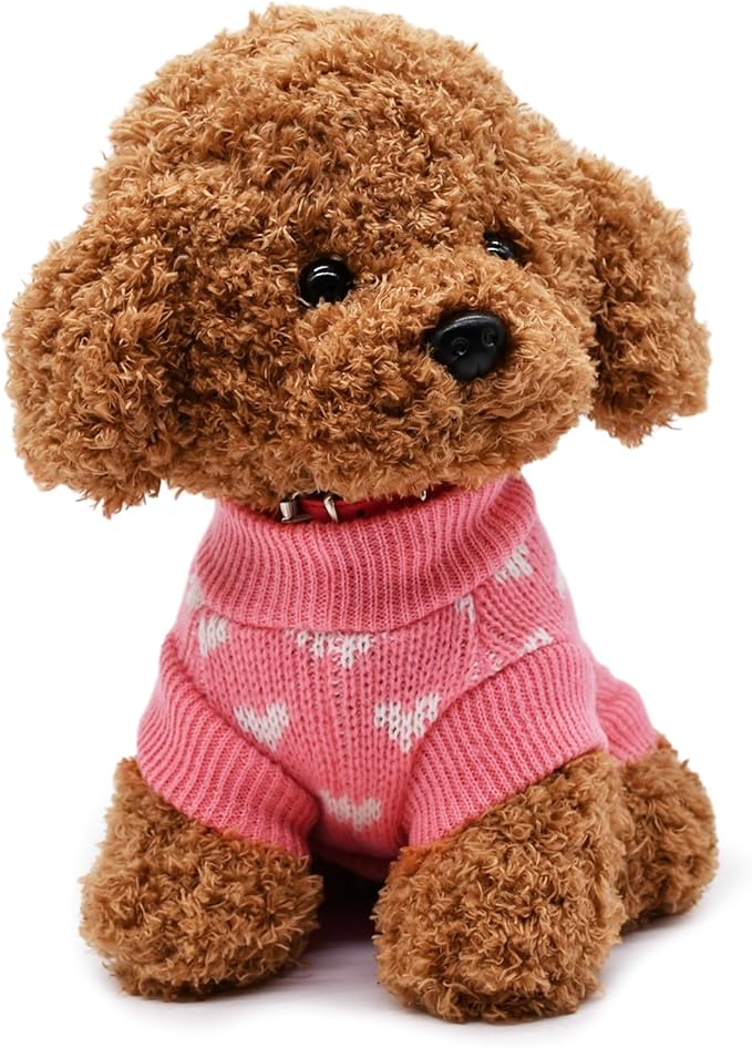 Valentine's Day Pink Heart Pet Sweater for Dogs - Cozy Knitted Small to Medium Dog Sweaters, Adorable Puppy Cat Dogs Sweater with Love Pattern, Perfect for Cold Weather and Celebrating Love