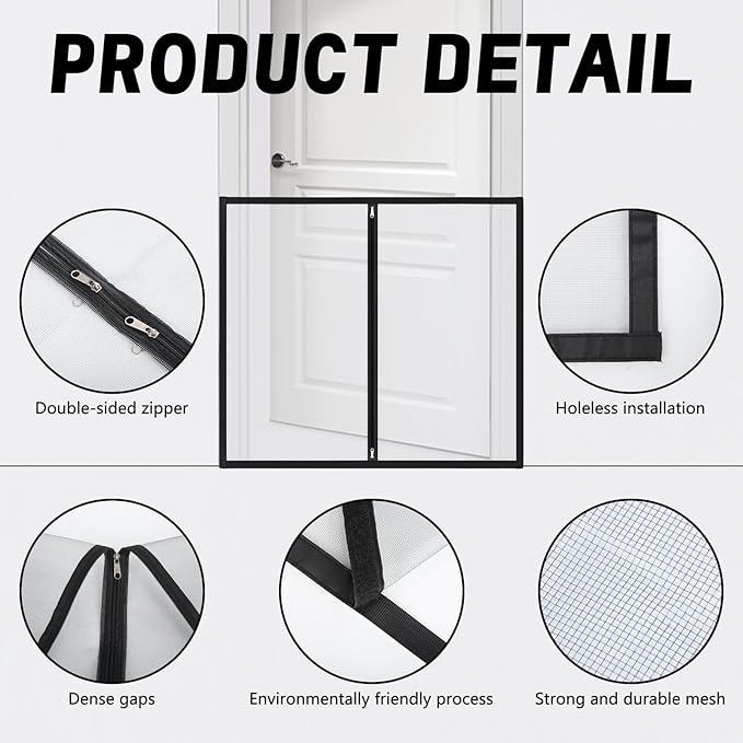 32" H x 38" W Dog Screen Mesh Gate Portable Puppy Safety Fence No Drilling Dog Gates Indoor Outdoor Pet Safety Guard Essentials for Stairs Doorways Deck Porch Hallways Patio