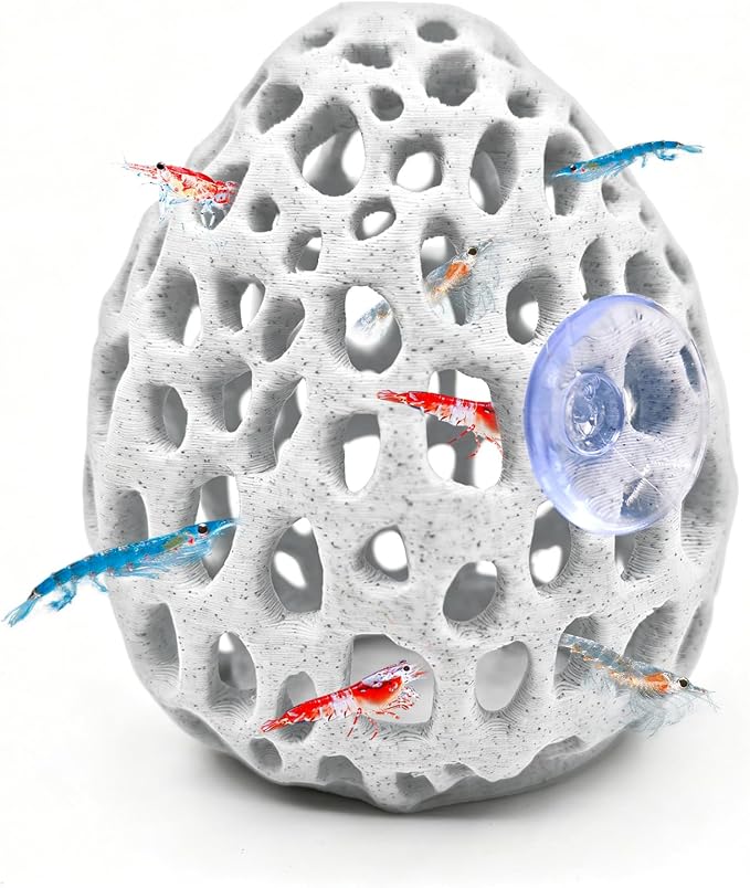 Obfuscate Shrimp Hides for Aquarium, Realistic Coral Rock Aquarium Decor | Shrimp Cave with Suction Cup, Non-Toxic PETG,Shrimp Tank Accessories,Fish Tank Hideout for Small Fish, Shrimp,Guppies, Betta